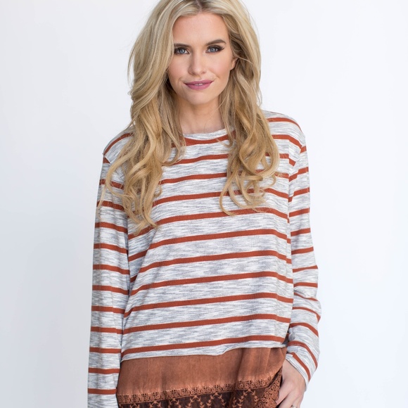 Agnes & Dora Sweaters - Pullover-Heathered Gray & Rust